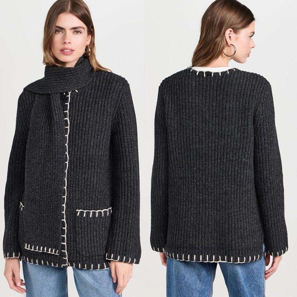 Alex Mill Marylebone Sweater Jacket in Charcoal Medium NWT - Picture 2 of 7